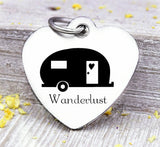 Camper, wanderlust, camping, camper charm, adventure charms, Steel charm 20mm very high quality..Perfect for DIY projects