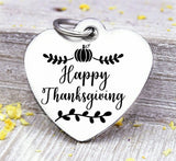 Happy Thanksgiving, thanksgiving, thanksgiving charms, Steel charm 20mm very high quality..Perfect for DIY projects