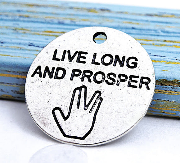 Live long and Prosper, live long and prosper, trekkie charm, Alloy charm 20mm high quality. Perfect for jewery making and other DIY projects