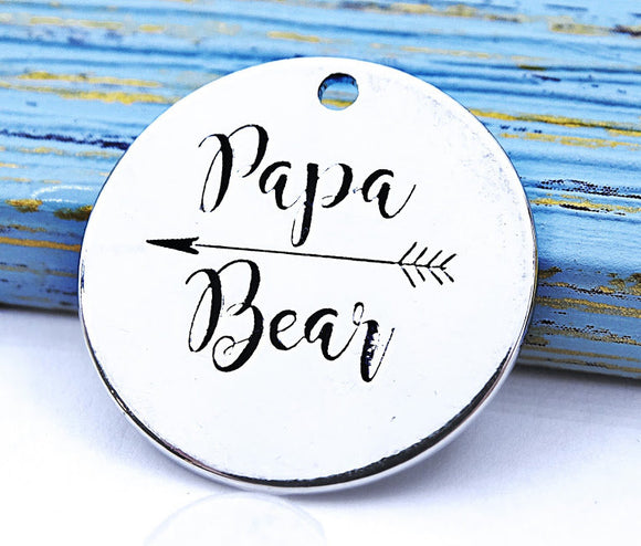 Papa bear, papa bear charm, Alloy charm 20mm very high quality..Perfect for DIY projects