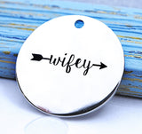 Wifey, wife, wifey charm, Alloy charm 20mm high quality.Perfect for jewery making & other DIY projects #208