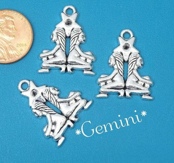 12 pc Gemini charm, twins, astrological charm, zodiac, alloy charm 20mm very high quality.Perfect for jewery making and other DIY projects