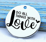 Do all things with Love, love, love charm, Steel charm 20mm very high quality..Perfect for DIY projects