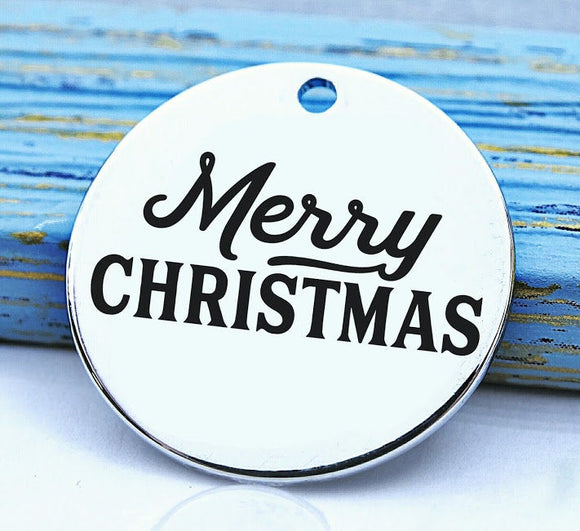Merry Christmas, happy holidays charm, christmas, christmas charm, Steel charm 20mm very high quality..Perfect for DIY projects