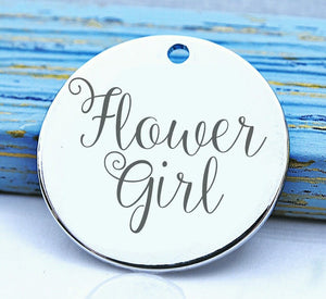 Flower girl, flower girl charm, flower, wedding , bridal charm, Steel charm 20mm very high quality..Perfect for DIY projects