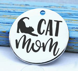 Cat mom, cats, cat mom charm, Steel charm 20mm very high quality..Perfect for DIY projects