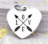 Love, Love charm, arrows, boho, arrow charm, Steel charm 20mm very high quality..Perfect for DIY projects