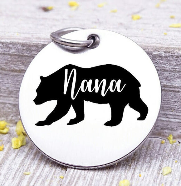 Nana bear, Nana bear charm, bear charm, bear, Nana charm, Steel charm 20mm very high quality..Perfect for DIY projects