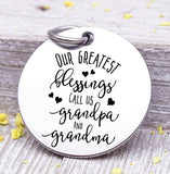 Grandma and grandpa charm, our greatest blessings, Steel charm 20mm very high quality..Perfect for DIY projects