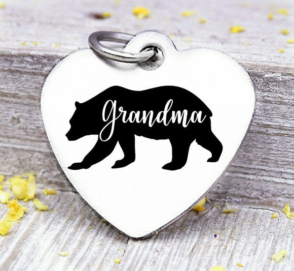 Grandma bear, Grandma bear charm, bear charm, bear, Grandma charm, Steel charm 20mm very high quality..Perfect for DIY projects