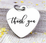 Thank you, thank you charm, thankful, thanks, Steel charm 20mm very high quality..Perfect for DIY projects