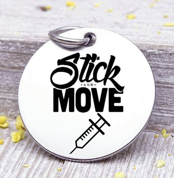 Stick and Move, stick and move charm, needle, needles, steel charm 20mm very high quality..Perfect for jewery making and other DIY projects