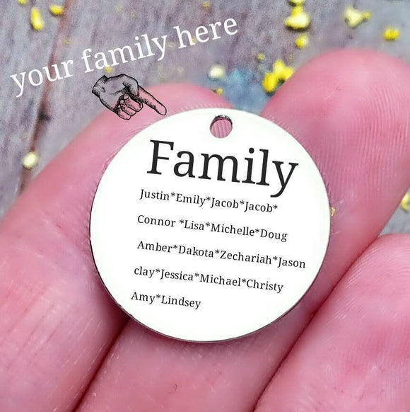 Family, Family charm, my family, my family charm. Steel charm 20mm very high quality..Perfect for DIY projects