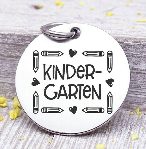Kindergarten, kindergarten  dude, new school, school charm, stainless steel charm