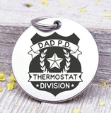 Dad charm, dad p.d. , dad, dad charm, Father's day, Steel charm 20mm very high quality..Perfect for DIY projects