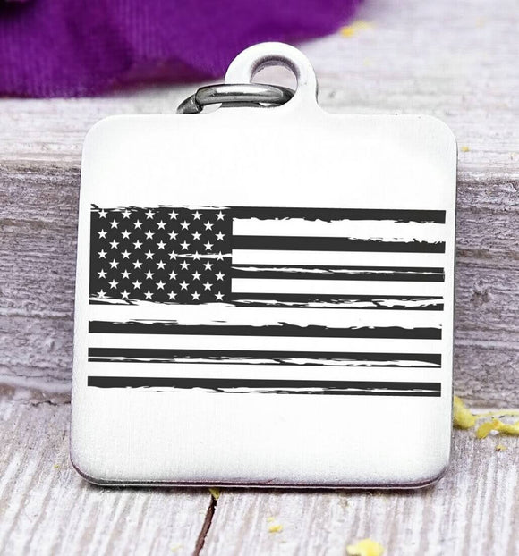 Flag, flag charm, freedom, land of the free, boho, charm, Steel charm 20mm very high quality..Perfect for DIY projects