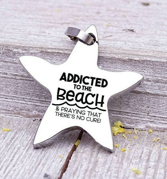 Addicted to the beach charm, beach charm, steel charm 20mm very high quality..Perfect for jewery making and other DIY projects