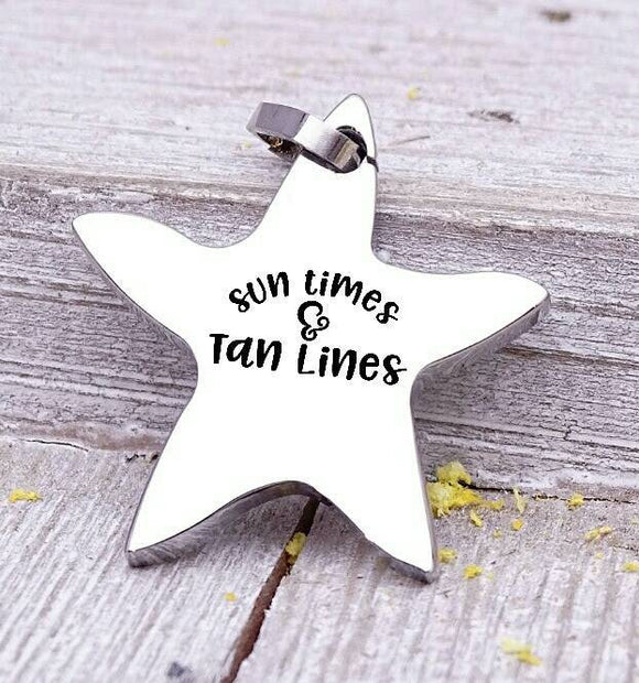 Sun times and tan lines charm, beach charm, steel charm 20mm very high quality..Perfect for jewery making and other DIY projects