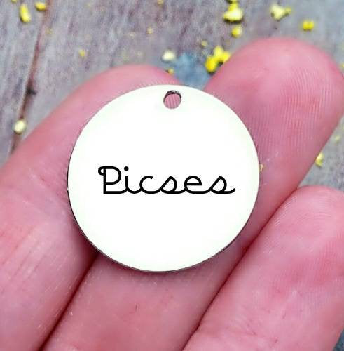 Pisces, Pisces charm, zodiac charm, steel charm 20mm very high quality..Perfect for jewery making and other DIY projects