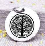Tree, tree charm, tree of life, family tree, family tree charm, Steel charm 20mm very high quality..Perfect for DIY projects
