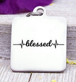 Blessed, blessed charm, heart beat, heart rate, blessing charm, Steel charm 20mm very high quality..Perfect for DIY projects