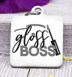 Gloss boss, gloss, lipstick, lipstick charm, Steel charm 20mm very high quality..Perfect for DIY projects
