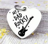 My Dad Rocks, my dad rocks charm, dad charm, Father's day, Steel charm 20mm very high quality..Perfect for DIY projects