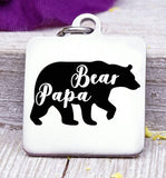 Papa Bear, Father's day, best dad, dad, dad charm, Father's day, Steel charm 20mm very high quality..Perfect for DIY projects