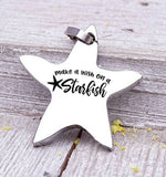 Make a wish on a starfish charm, beach charm, steel charm 20mm very high quality..Perfect for jewery making and other DIY projects