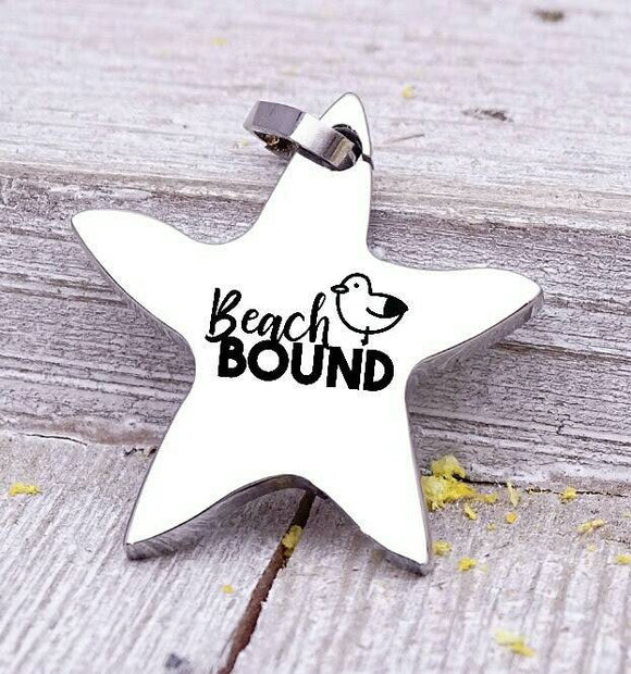 Beach bound charm, beach charm, steel charm 20mm very high quality..Perfect for jewery making and other DIY projects