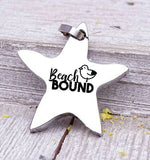 Beach bound charm, beach charm, steel charm 20mm very high quality..Perfect for jewery making and other DIY projects