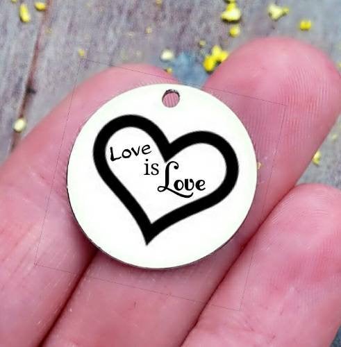 Love is love, LGBTQ, Pride, pride heart, pride charm, steel charm 20mm very high quality..Perfect for jewery making and other DIY projects
