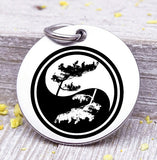 Yin Yang, Tree, tree charm, tree of life, family tree, family tree charm, Steel charm 20mm very high quality..Perfect for DIY projects