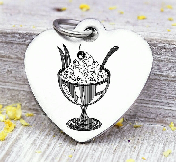 Ice cream, ice cream charm, sweets, dessert charm, Steel charm 20mm very high quality..Perfect for DIY projects