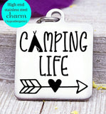 Camping LIfe, boho, camping, camping charm, Steel charm 20mm very high quality..Perfect for DIY projects