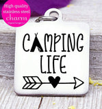 Camping LIfe, boho, camping, camping charm, Steel charm 20mm very high quality..Perfect for DIY projects