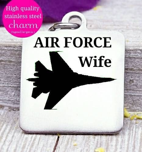 Air Force wife, air force, military wife, freedom, boho, charm, Steel charm 20mm very high quality..Perfect for DIY projects