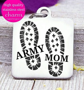 Army mom, army, mom, freedom, land of the free, boho, charm, Steel charm 20mm very high quality..Perfect for DIY projects
