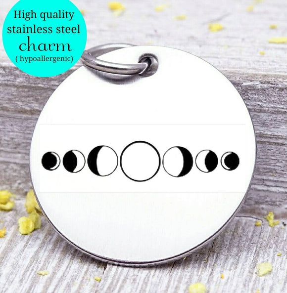 Moon Phases , moon, space, space charm, moon charms, Steel charm 20mm very high quality..Perfect for DIY projects