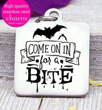 Come in for a bite, bat, vampire charm, halloween, Steel charm 20mm very high quality..Perfect for DIY projects