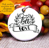 Fall in Love, fall in love charm, love, fall, fall charm, I love Fall, Steel charm 20mm very high quality..Perfect for DIY projects