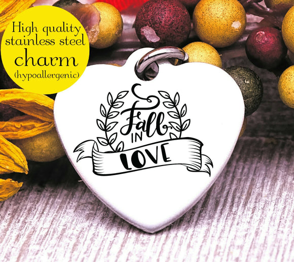 Fall in Love, fall in love charm, love, fall, fall charm, I love Fall, Steel charm 20mm very high quality..Perfect for DIY projects