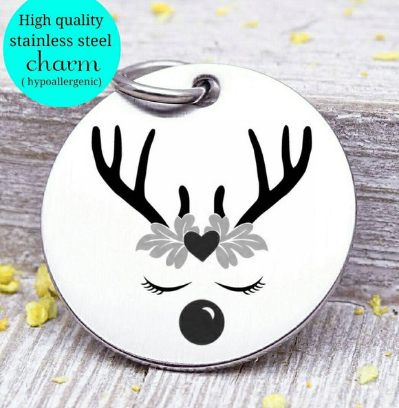 Reindeer, reindeer charm, holiday charm, christmas, christmas charm, Steel charm 20mm very high quality..Perfect for DIY projects