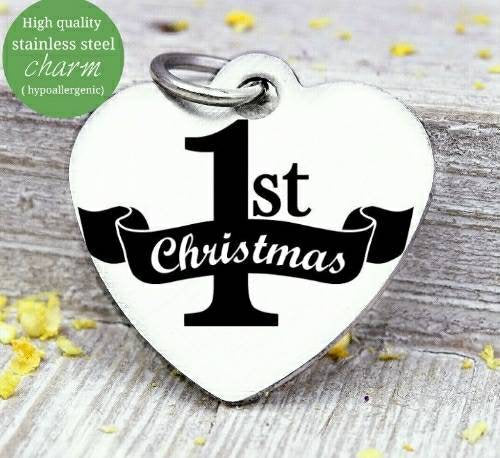 Baby's first Christmas, first christmas, baby, Stainless steel charm 20mm very high quality.Perfect for jewery making and other DIY projects