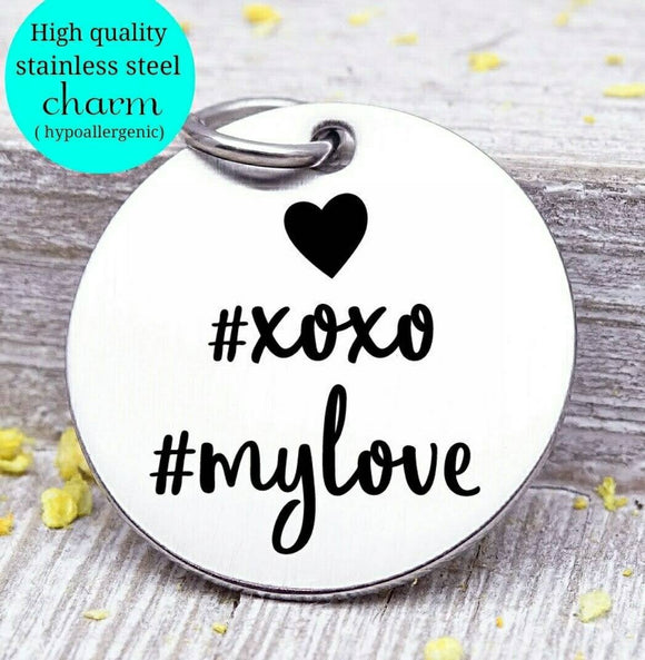 Love, xoxo, my love, love charm, i love you, love charms, Steel charm 20mm very high quality..Perfect for DIY projects