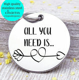 All you need is Love, love charm, i love you, love charms, Steel charm 20mm very high quality..Perfect for DIY projects