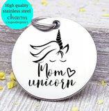 Mom unicorn, unicorn unicorn charm, I love unicorns, Steel charm 20mm very high quality..Perfect for DIY projects