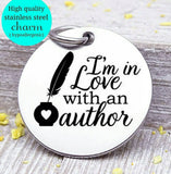 I'm in love with an author, good book, Book, love to read, read charm, Steel charm 20mm very high quality..Perfect for DIY projects