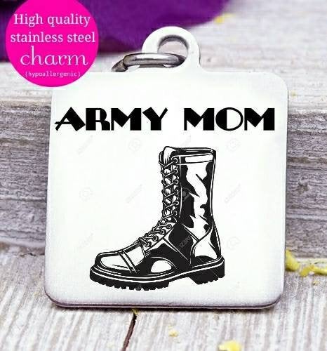 Army mom charm, army, military charm, steel charm 20mm very high quality..Perfect for jewery making and other DIY projects