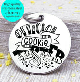Official cookie tester, holiday cookies, charm, christmas, christmas charm, Steel charm 20mm very high quality..Perfect for DIY projects